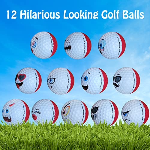 Mojifly Golf Balls, Novelty, 12 Pack, Funny Kids Golf Balls For Gifts Red/White #TOP3