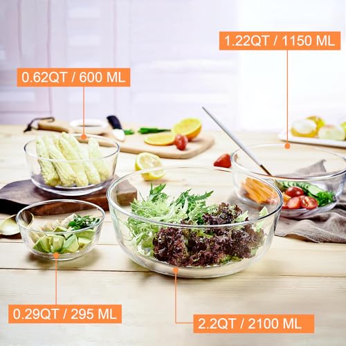 Set de 4 tazones de vidrio apilables para cocina miniatura 4