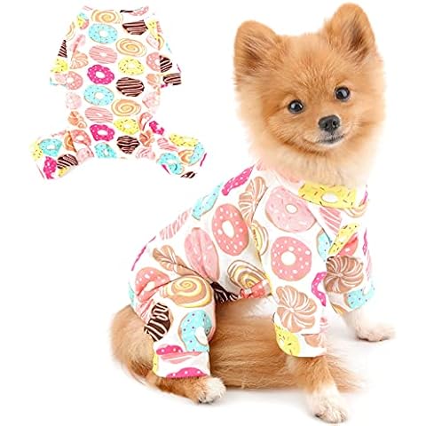 PAIDEFUL Pet Pajamas for Small Dogs Girl Boy Cute Pattern Cotton Pjs 4 Leg Sleepwear Jumpsuit All Season Indoor Clothes for Puppy Chihuahua Yorkie Cover