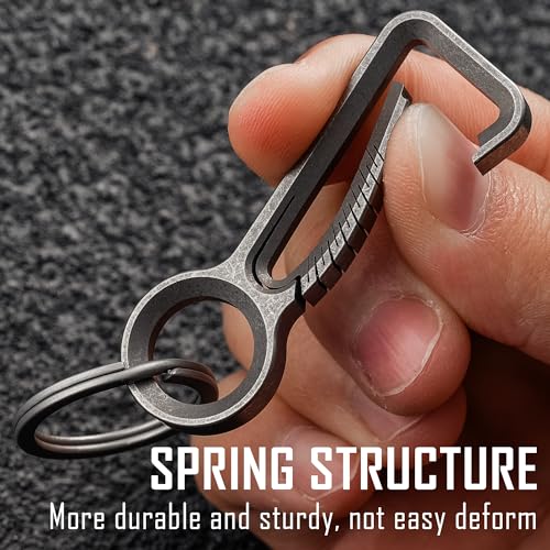 Image of KeyUnity KM01 Titanium EDC Keychain Clip with Bottle Opener, Quick Release Carabiner Key Ring Holder for Men