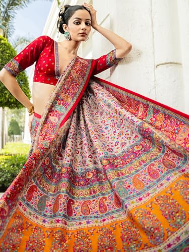 Image of Libas Printed Silk Blend Saree for Women With Unstitched Blouse Piece | Traditional Saree for Party & Wedding