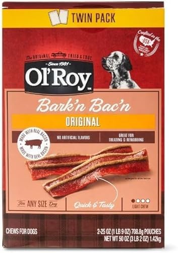 Ol' Roy Bark'n & Bac'n Bacon Dog Treats Twin Pack
