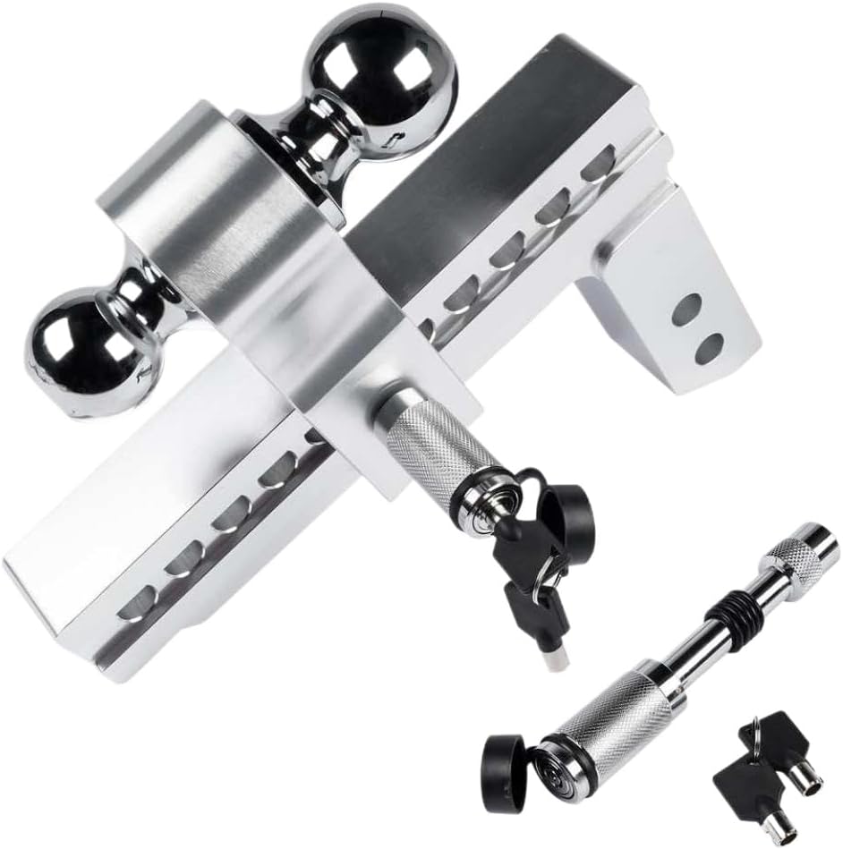 Adjustable Trailer Hitch Device 10 Inch Drop Rise Aluminum Fits 2 Inch Receiver