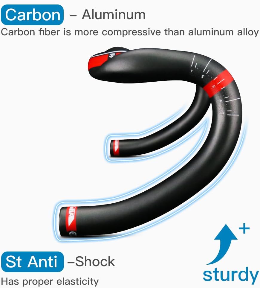 Alfa Pasca Aero Handlebars for Road Bike Carbon Racing Bicycle Handlebars Drop Bars Lightweight 31.8 UD Glossy/Matte 400/420/440mm
