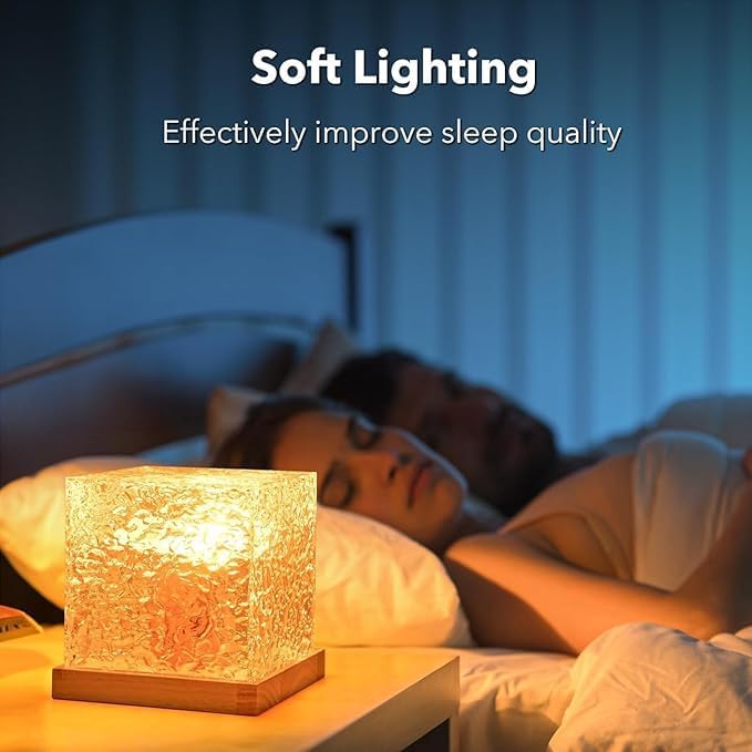Image of inulec Acrylic Romantic Ocean Wave Night Light Projector Lamp, 3D Water Wave Effect, LED Projection Lamp for Bedroom Decor, Remote Control (Cube Shape)(Multi Color)