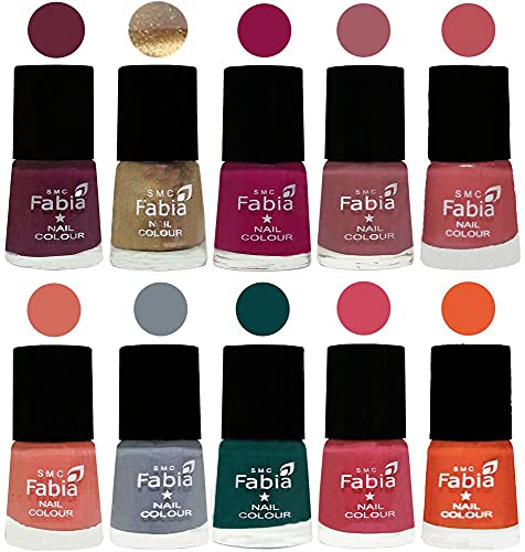 Image of ALL IN ONE (PACK OF 10), Long Lasting Glossy Nail Polish, 6 ml Each, All Vibrant Colours,01875