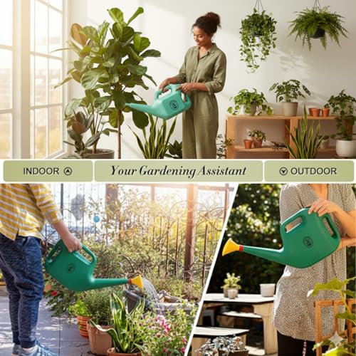 Image of Urban Upvan Plastic Watering Can 5L | Ergonomic Handle for Comfortable Grip | Fade Resistant, Lightweight & Easy to Use | Durable | Includes Sprinkler Spout | Green