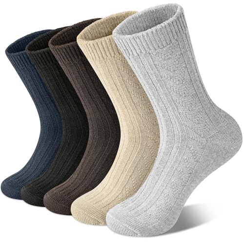 Image of Loritta Wool Socks for Women, Winter Warm Hiking Boot Socks Gifts | Classic Cozy Crew, Vintage Knit, Soft Thick House Socks, Outdoor, Christmas Gift, Stocking Stuffers for Mom Grandma Wife