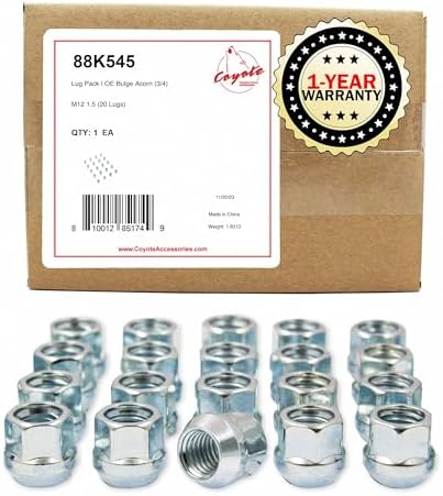 Chrome Plated Open-End Bulge Acorn Wheel/Lug Nuts, M14x1.5, 19mm Hex, Quantity 6 - Foto 2