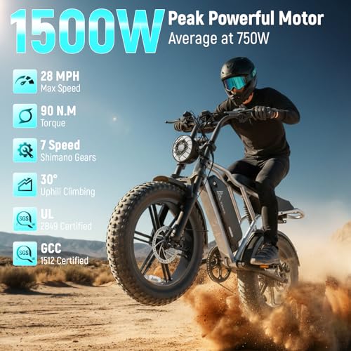 Image of TST Electric Bike for Adults, 1500W Peak Motor, 28 MPH, 20 inch x 4.0 inch Fat Tire E-Bike, 48V 15Ah /25Ah Removable Battery, Dual Hydraulic Disc Brakes, Dual Suspension, LCD & APP, UL 2849 Certification