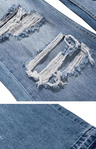 Men's Denim Pants High Street Style Distressed High Waist Straight Leg Clean Fit Long Pants4