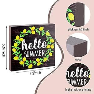 Jetec Hello Summer Wooden Sign Lemon Wreath Sign Summer Wood Farmhouse Sign for Home, Kitchen Room Rustic Decoration Jetec Hello Summer Wooden Sign Lemon Wreath Sign Summer Wood Farmhouse Sign for Home Kitchen Room Rustic Decoration