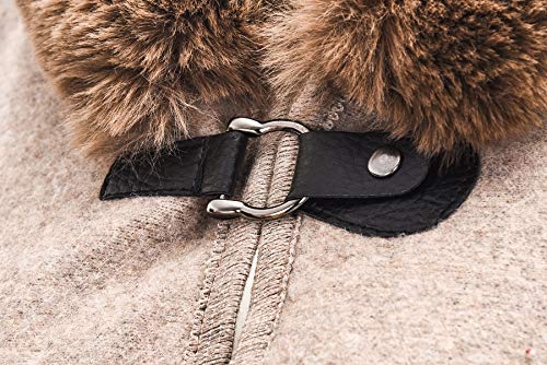 Image of ZLYC Women Winter Fashion Faux Fur Trim Layers Hooded Cardigan Warm Cape Sweater Cloak