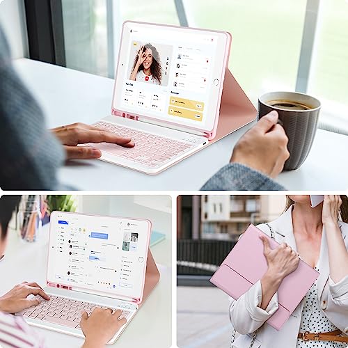 Ahywtan Keyboard Case For Ipad 9/8/7Th Gen 10.2’’,Case With Keyboard Ipad 10.2 Inch,Keyboard For Ipad 9Th Gen,Detachable Bluetooth Keyboard For Ipad 10.2 ,Ipad Keyboard Case 9Th Gen With Pencil Holder,Pink thumb #6