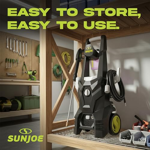 Image of Sun Joe SPX100-GO Electric Pressure Washer, 13-Amp, 4 Nozzles, Foam Cannon | Portable Water Cleaner with Adjustable Spray Wand for Car, Garden, and Patio Washing and Cleaning
