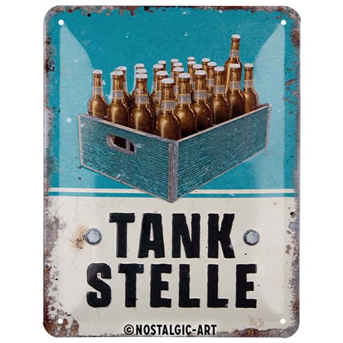 Nostalgic-Art Cartel de Chapa Retro de 15 x 20 cm, para gasolinera de Cerveza, Idea de Regalo como Accesorio de Bar, de Metal, diseño Vintage con Refranes, decoración de Cerveza