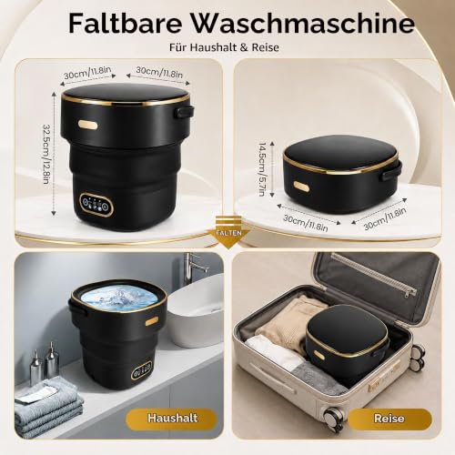 Faltbare Mini-Waschmaschine, 13 l, tragbar, mit Schleuder, für Camping – Bild 2