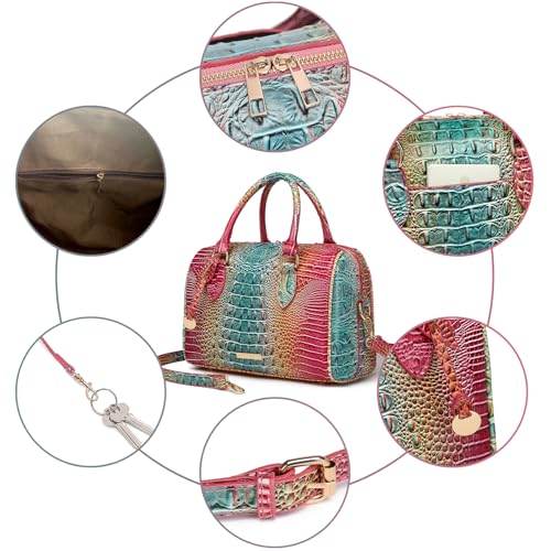 Image of Makcr Joacbv Top-Handle Crocodile Purses For Women Crossbody Leather Bags Trendy Large Capacity Tote with Shoulder Strap