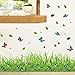 whmyz Green Grass Colorful Butterfly Flowers Wall Stickers Battiscopa Battiscopa Decorazione Decalcomanie in Vinile Mobili Armadio Decor