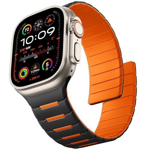 Easuny Sport Magnetic Band Compatible with Apple Watch Ultra 3/2/Ultra Band for Men 49mm 46mm 45mm 44mm 42mm Silicone Waterproof Loop Strap for iWatch Series 11 10 SE 9 8 7 6 5 4 3 2 1