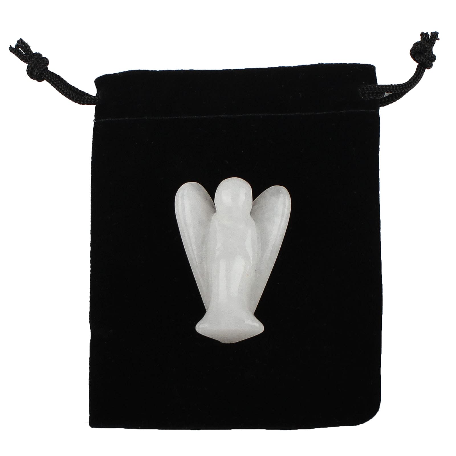 Healing Crystal Angels Lucky Charms Reiki Gifts Spiritual Gifts Pocket Angel Healing Crystals for Women Angel Ornaments for Home Office Bedroom（White）