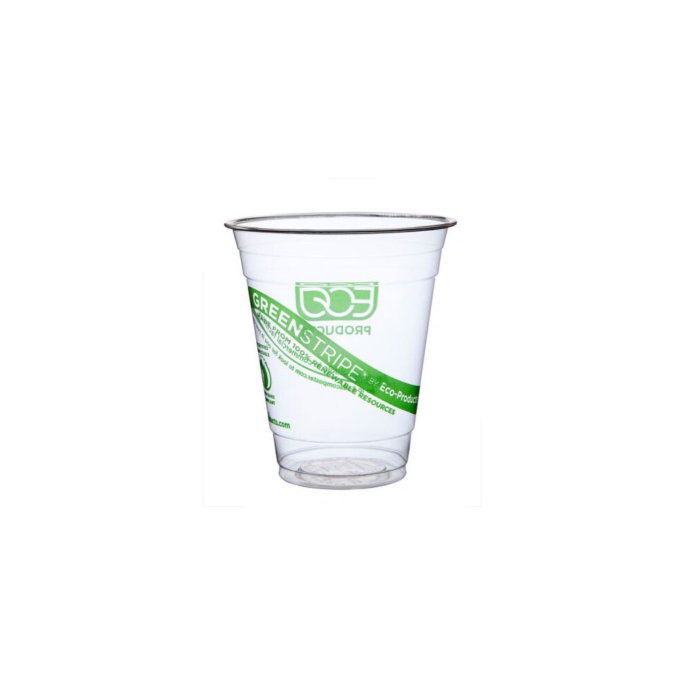 EcoProducts GreenStripe Compostable Disposable Cold Cups, Renewable EcoFriendly