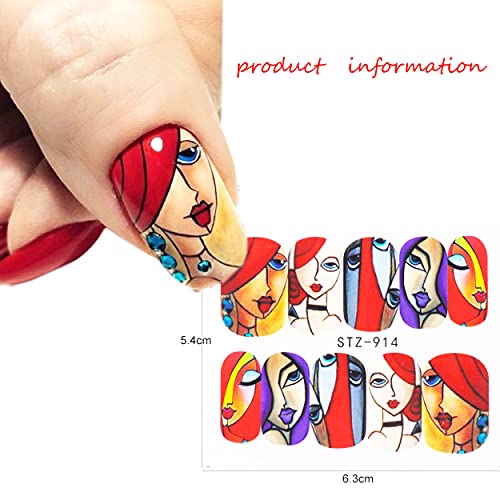 HIFONI 16pcs Abstraktes Gesicht Nagelsticker,160 Designs Nagelaufkleber DIY Nagelkunst Dekoration, Wassertransfer… – Bild 3