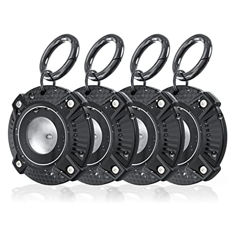 Waterproof Airtag Holder Keychain Case,HonShoop Screw Full Cover Protective Air Tag Compatible for Apple AirTag Key Ring (Black B 4 Pack)… Cover
