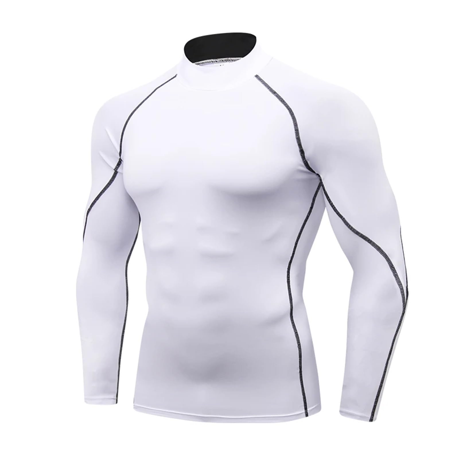 Camisas de compresión Manga Larga con Cuello for Hombre, protección Solar Fresca y Seca, Medias Deportivas, Camisetas for Correr Gimnasio