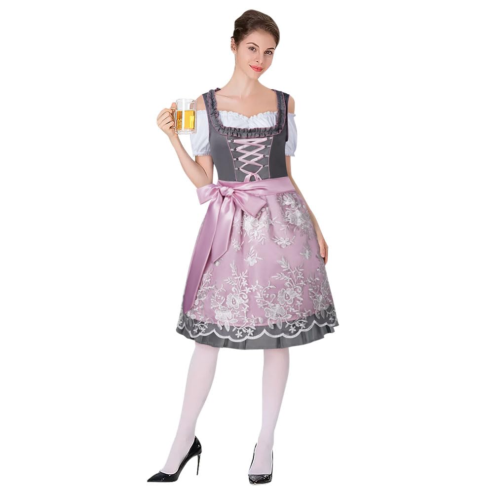 Aomig Women's Oktoberfest Outfit, Ladies Oktoberfest Beer Girl Bavarian Fancy Dress Costume, German Beer Bavarnian Dress, Bavarian Oktoberfest Costume, Beer Girl Maid Dirndl Dress Carnival Halloween