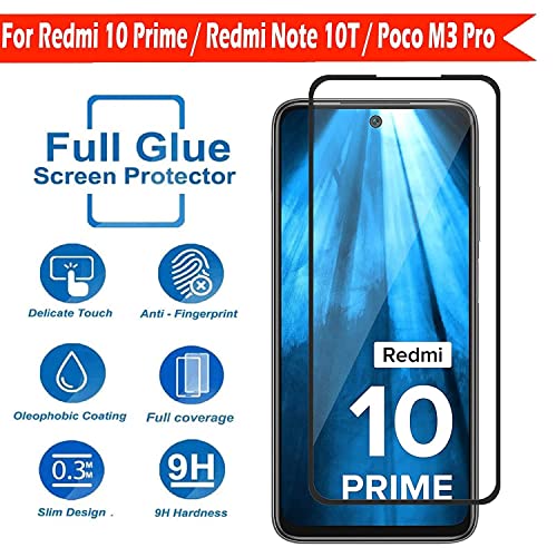 Image of DD SON Military-Grade Gorilla Tempered Glass For Redmi 10 Prime, Redmi Note 10T and Poco M3 Pro (6.5 Inch) With Installation Kit | Edge to Edge Coverage | Black