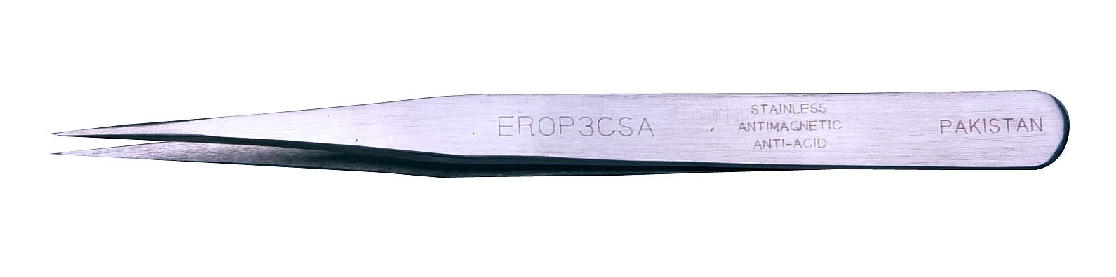 Erem EROP3CSA Stainless Steel Straight Ultra Fine Anti Magnetic Tweezer, 4.25" Overall Length