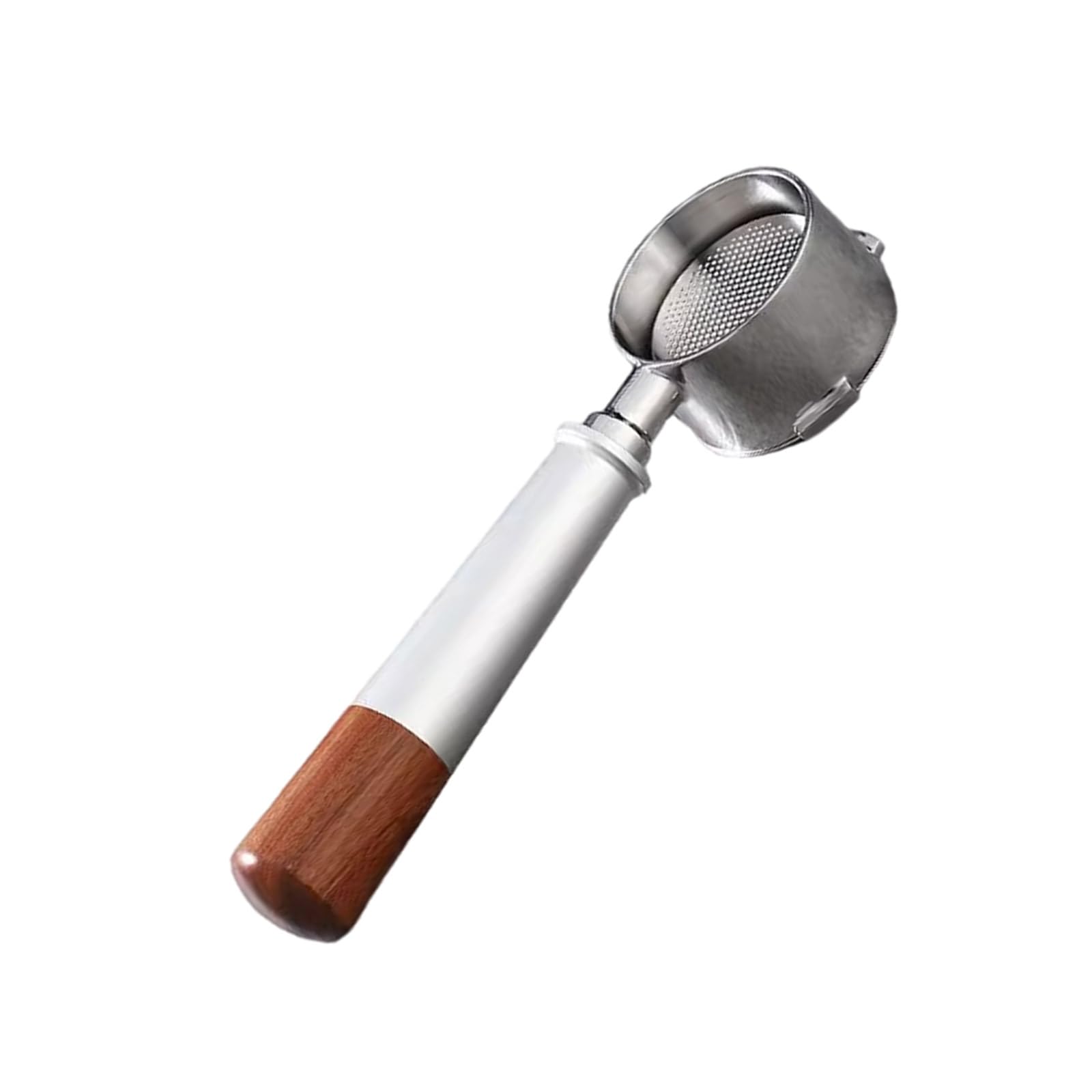 MALSSE Machine Bottomless Filter with Wood Handle Stainless Steel Espresso Maker Portafilter for Home or Commercial Use Espresso Handle