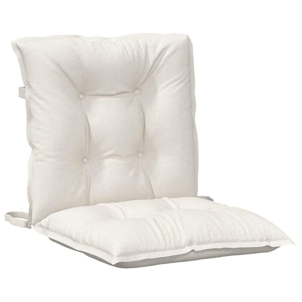 4er Set Niedriglehner-Auflagen Melange Creme 100x50x7 cm Bequeme Stuhlkissen mit Haltebändern und Gummizug für Gartenstühle Polsterauflagen für Terrassenstühle aus Stoff