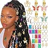 NAISKA 32Pcs Gold Butterfly Hair Braid Accessories – Colorful Charms, Rings, Beads, Clips, Cuffs for Hair Decoration and Jewelry for Women and Girls