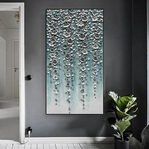 Peinture sur toile fleurs abstraites blanches texture : affiches d'art mural 50x120