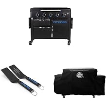 PIT BOSS PB5BGD2 Gas Griddle, 5 Burner, Black & Ultimate Griddle Spatulas, Black, Medium & 5B Ultimate Griddle Cover, Black