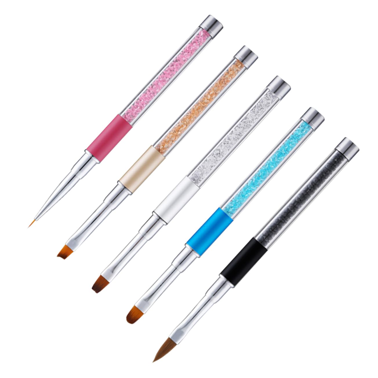 Healeved 15pezzi Pennelli Per Manicure Acrilico Con Manico Di Strass Strumenti Per Nail Art Professionali Per Casa e Salone Inclusi Varietà Di Pennelli Per Gel e Decorazioni Per Unghie