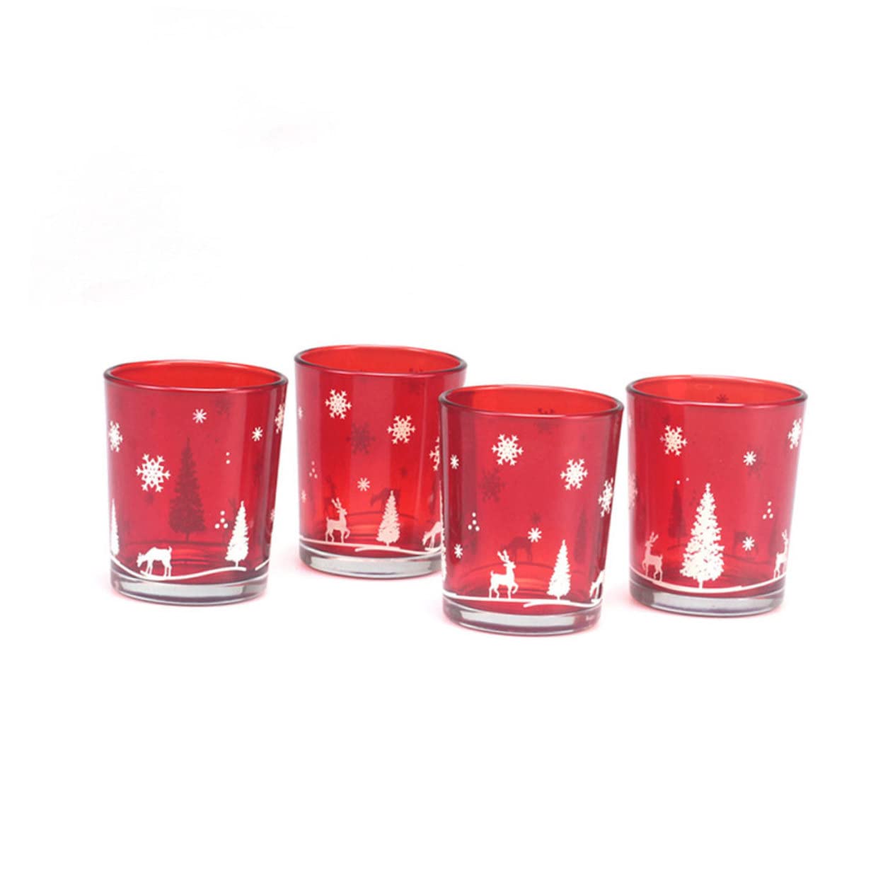 TOPBATHY 8 Piezas Taza De Vela con Tema De Navidad Centro De Mesa con Velas Vela Votiva De Navidad Ornamento del Candelero del Festival Portavelas Candelita Receptor De Goteo De Vidrio