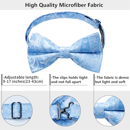 Image of HISDERN Bow Ties for Men Pre-Tied Bow Tie Floral Paisley Handkerchief Classic Formal Bowtie and Pocket Square Cufflinks Set