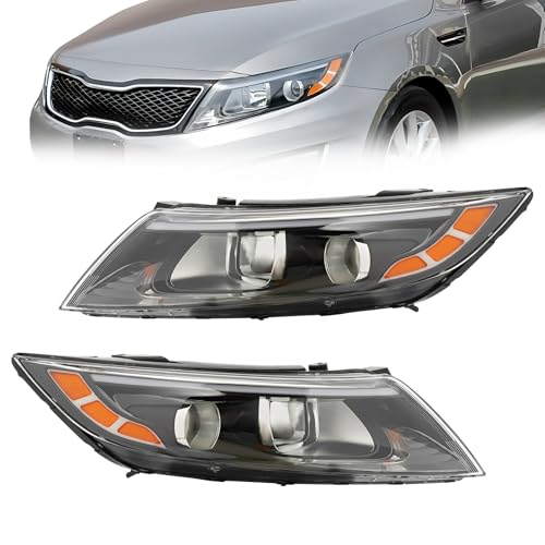DuYouG- For 2014 2015 Kia Optima Halogen Projector Headlights Headlamps Assembly Left Driver & Right Passenger Side Head Lights Replacememt W/o DRL