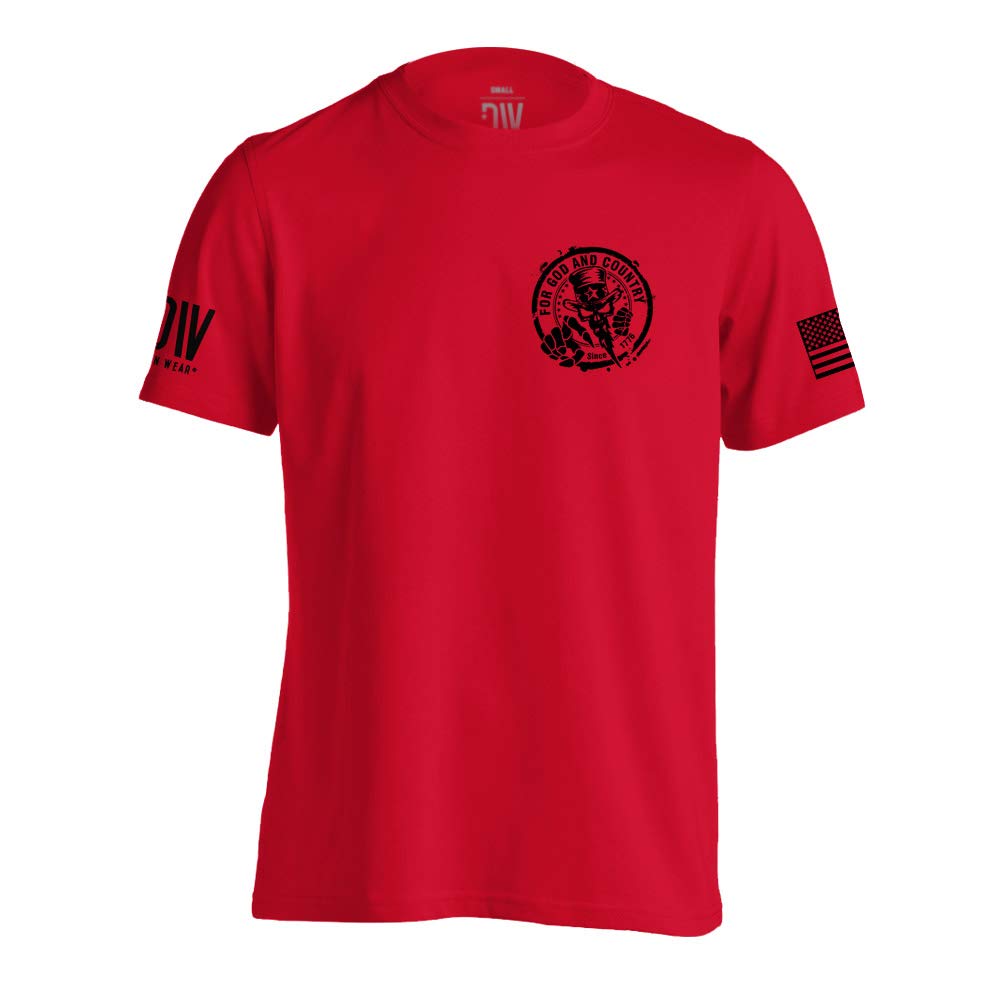 Dion WearMen's Short Sleeve Modern Fit Graphic Shirt, Fod God and Country