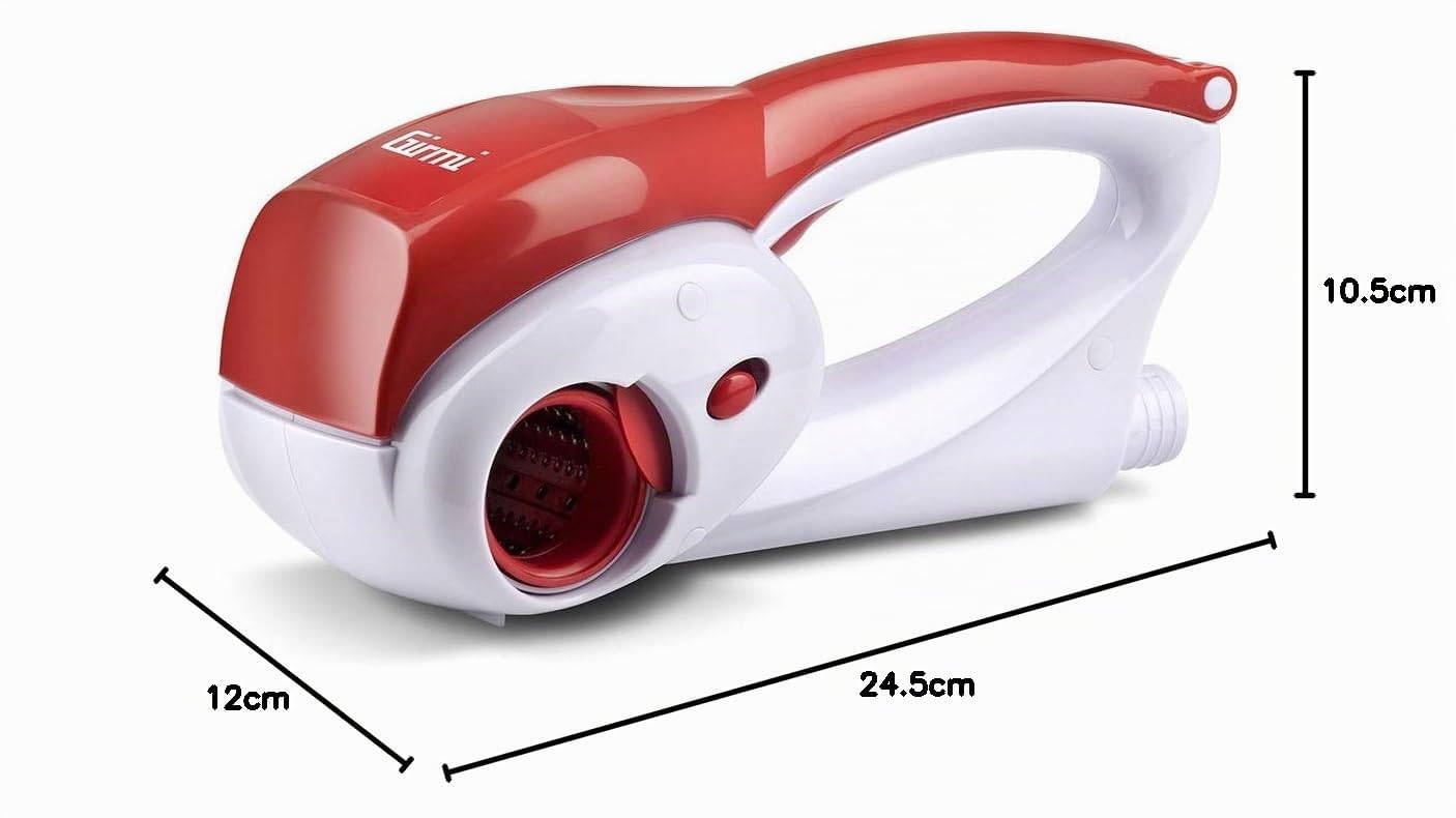 Girmi GT02 Wiederaufladbare Reibe, 12 W, 2 Edelstahlwalzen, Weiß/Rot