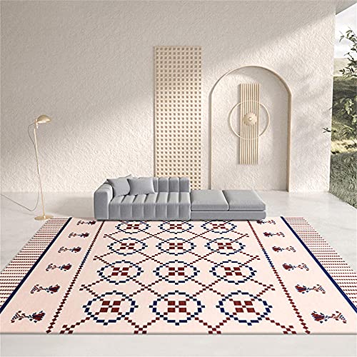 Tapis géométrique lavable modèle simple rouge rose 50x80 cm
