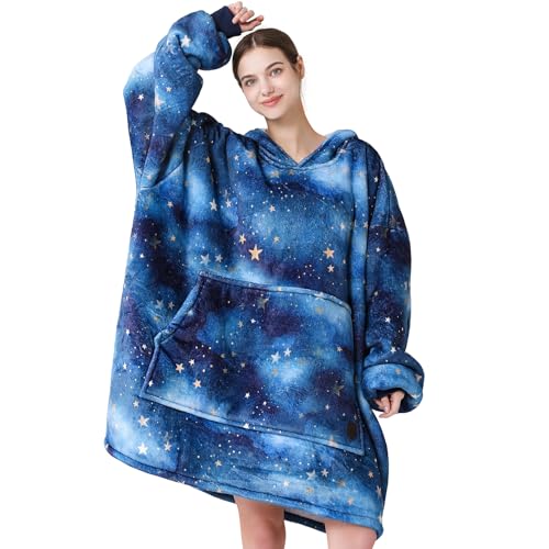 THREE POODLE Wearable Blanket Hoodie for Women, Oversized Sherpa Sweatshirt Blanket for Adults Men, Cozy Hooded Blankets, Gifts for Teen Girls Women Mom Sister