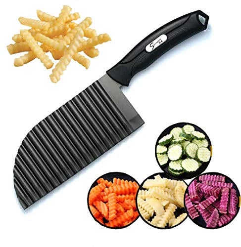 Crinkle Potato Cutter - 2.9" x 11.8" Stainless Steel French Fries Slicer Handheld