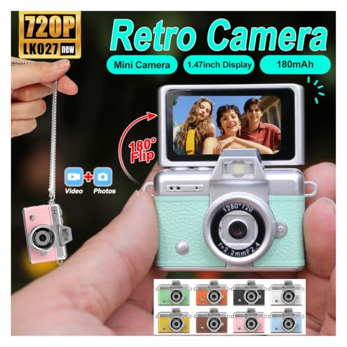 Cámara digital mini con pantalla selfie 180°, lila miniatura 2