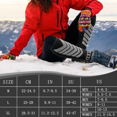 wanchel Merino Wool Ski Socks - 2 Pairs Knee High Skiing Socks, Winter Warm Snowboard Thermal Socks