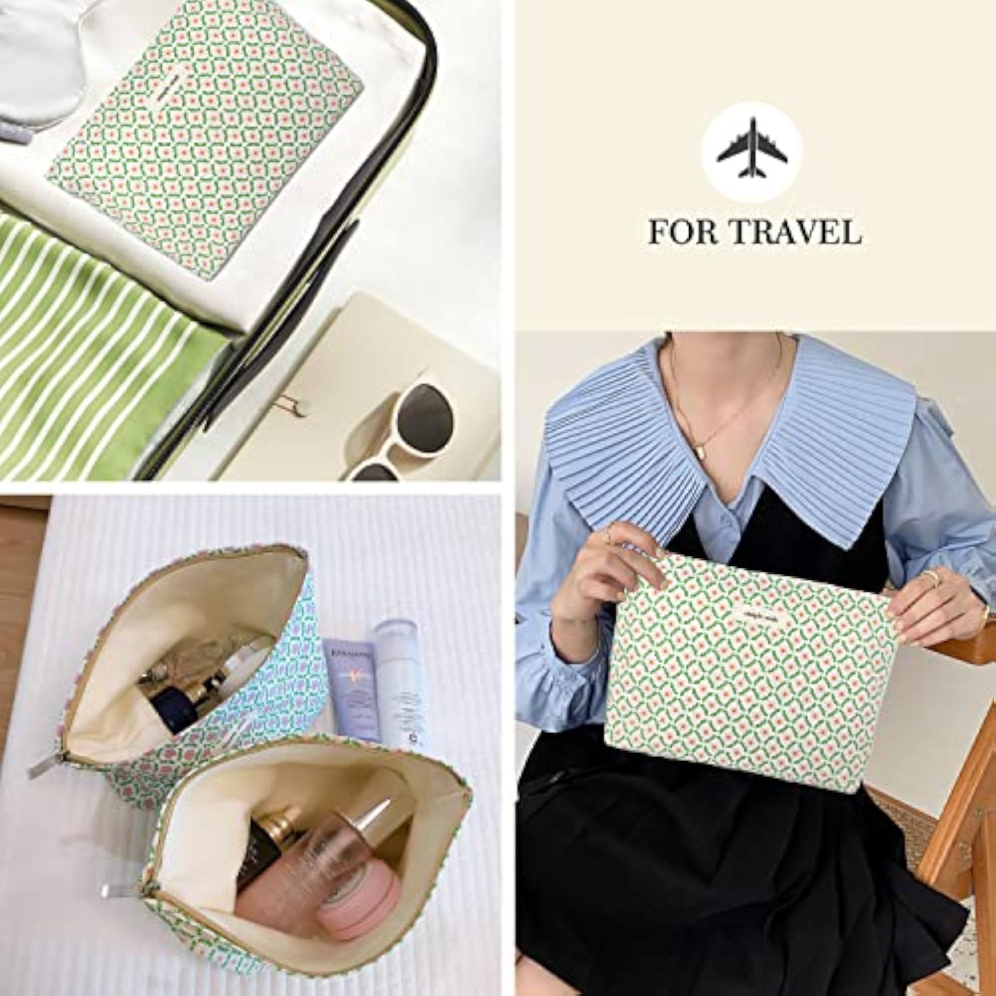 Large Capacity Flower Cosmetic Bag for Women, Travel Organizer