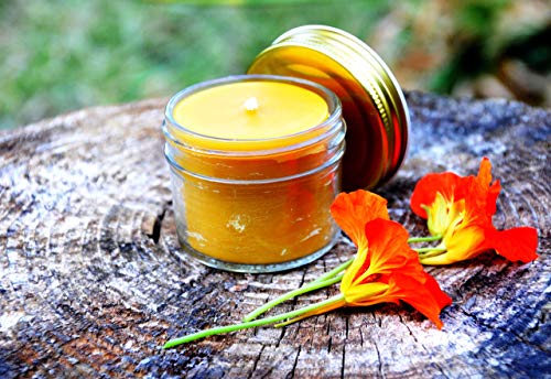 Beethelight Beeswax Jar Candle - 4Oz - 100% Pure Usa Bees Wax In Glass Container - Unscented - 20 Hours - All Natural Light Honey Scent #TOP1